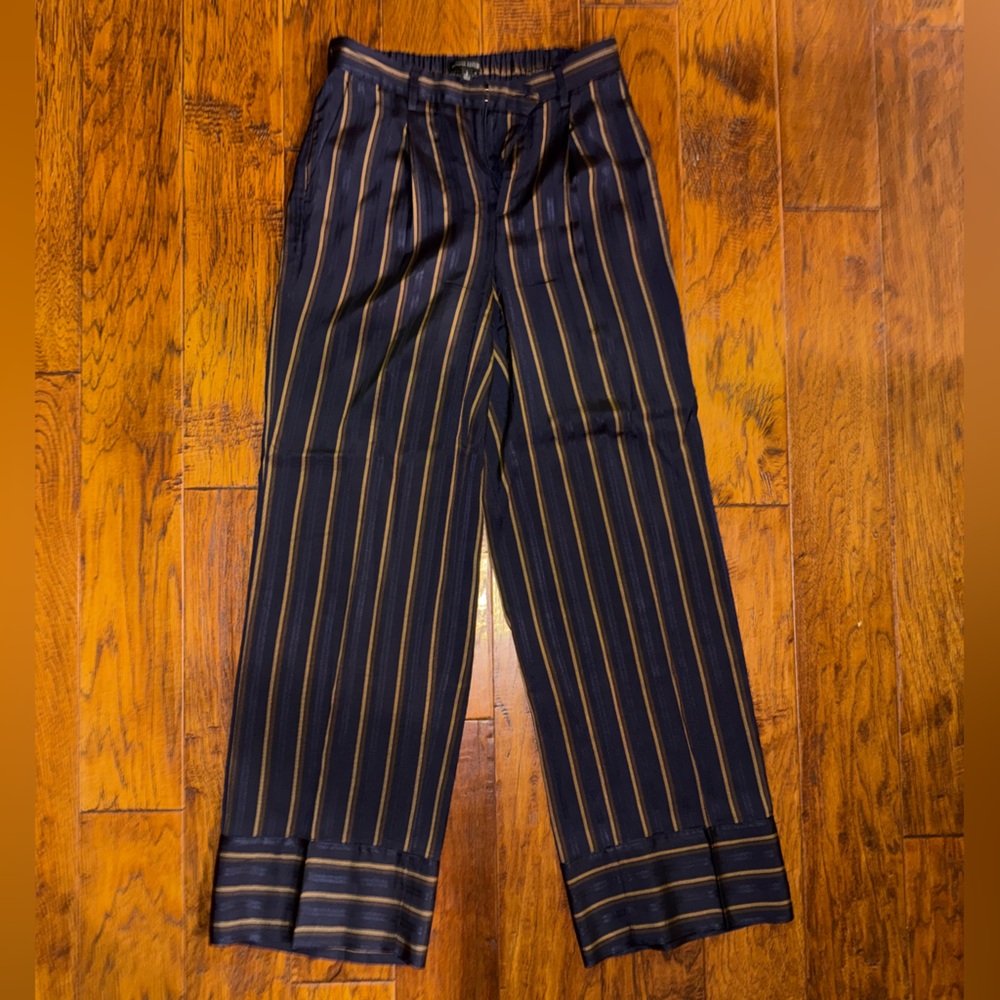 Banana Republic Navy and Gold Striped Dress Pants